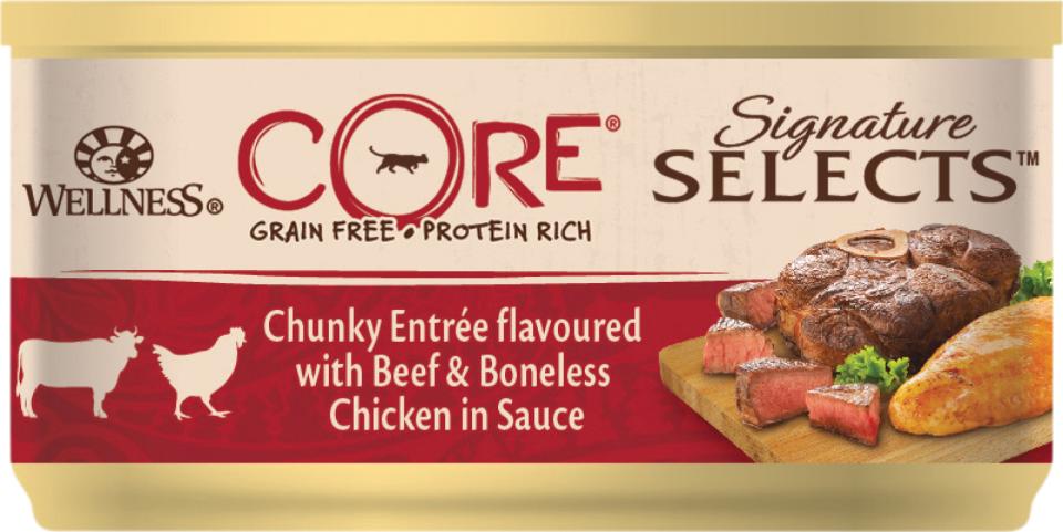 CORE Sig.Selects Chunky w/Beef + Boneless Chicken in sauce