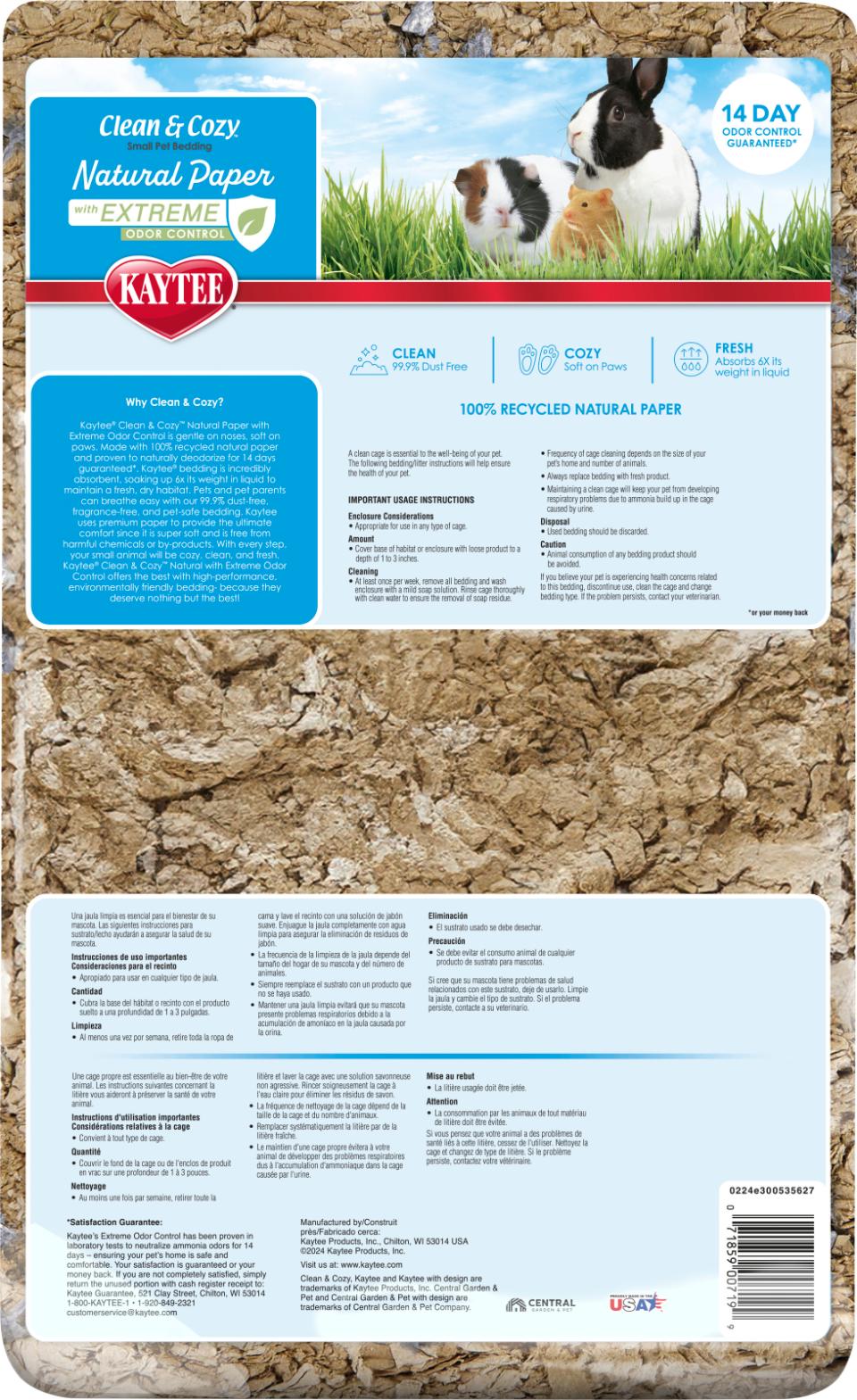 Kaytee Clean & Cozy Natural Extreme Odour-sengetøy