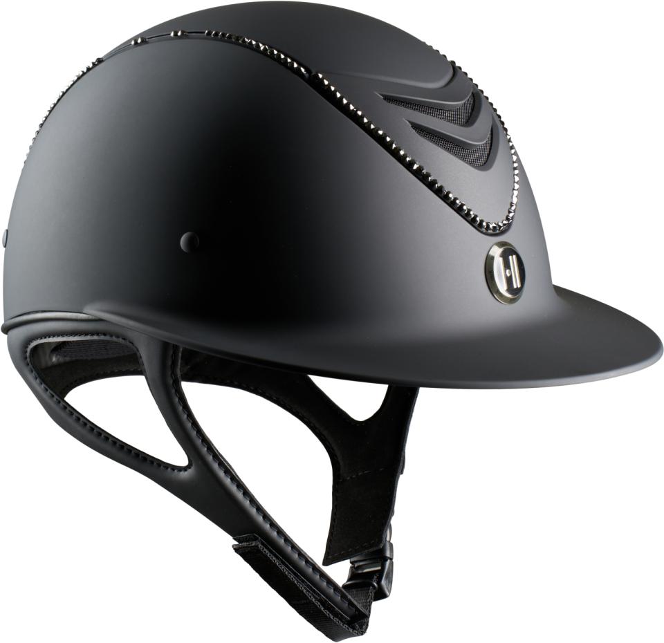 One K MIPS Avancé Lux-ridehjelm - mat top, sort swarovski pipe