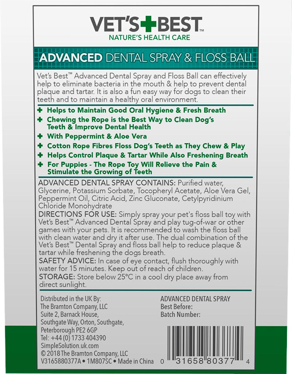 Vets Best Advanced tandplejespray med rebbold