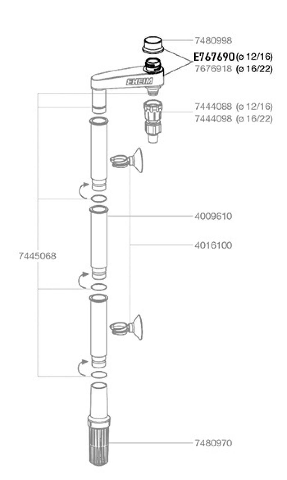 Eheim connector kompelt t/ Ø12/16 mm