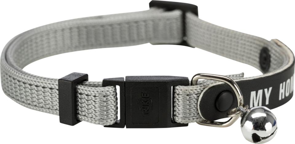 Kattehalsbånd m. bjælde og adresseskilt