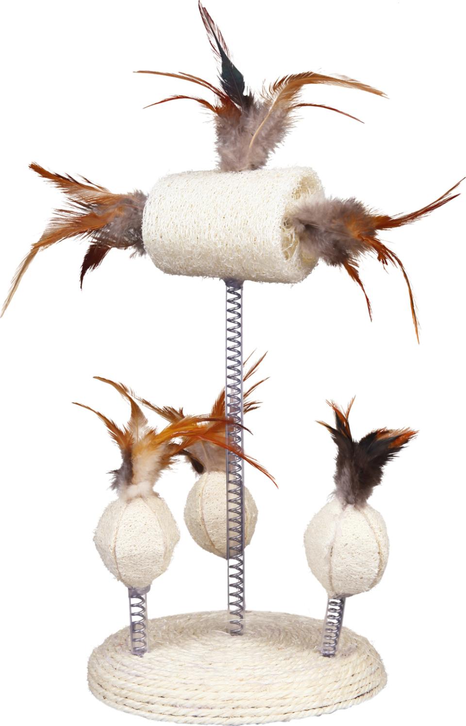 Fjerlegetøj m. fjeder på sisalfod
