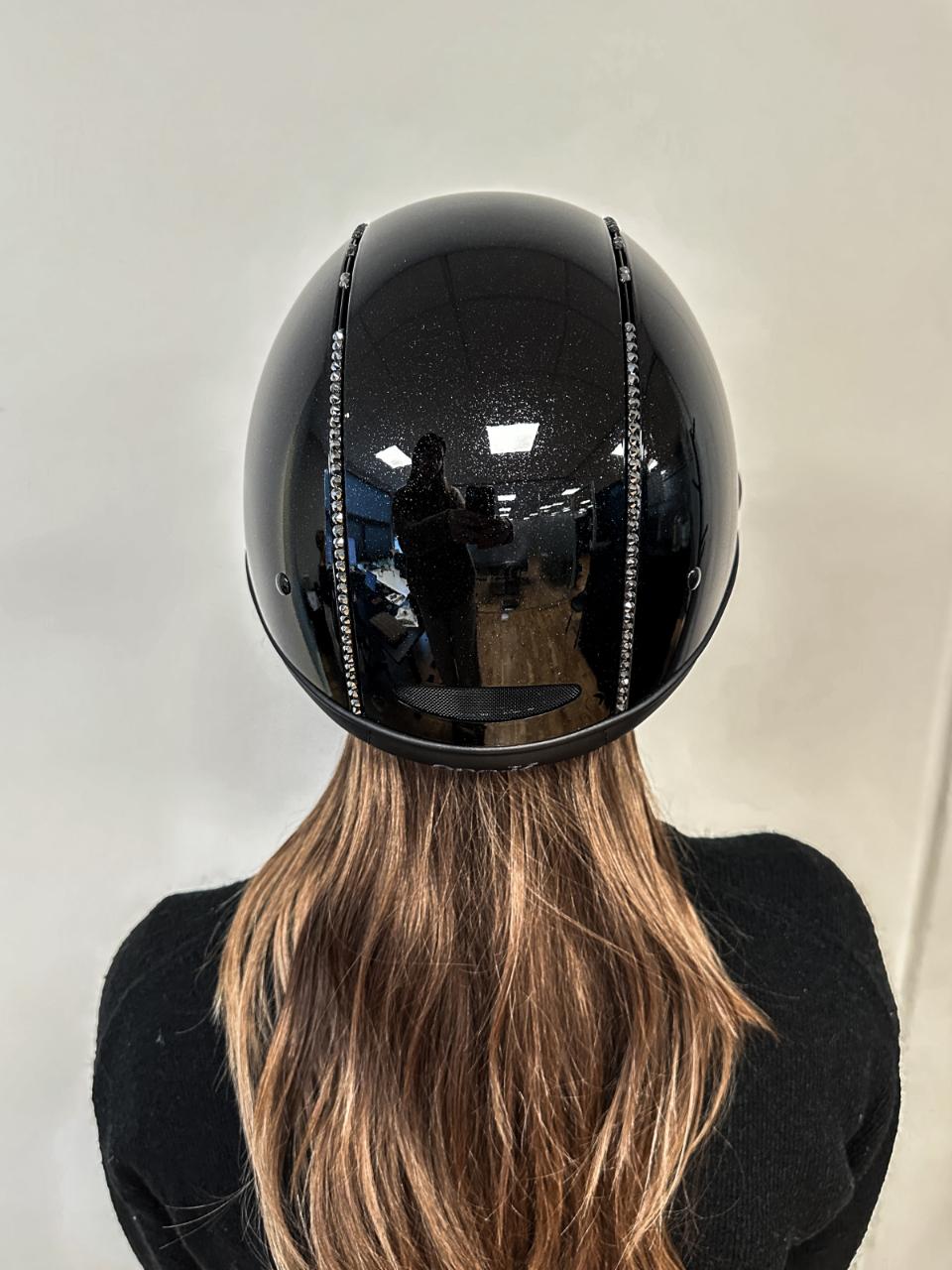 One K MIPS Avancé Lux ridehjelm - shimmer, svart swarovski pipe