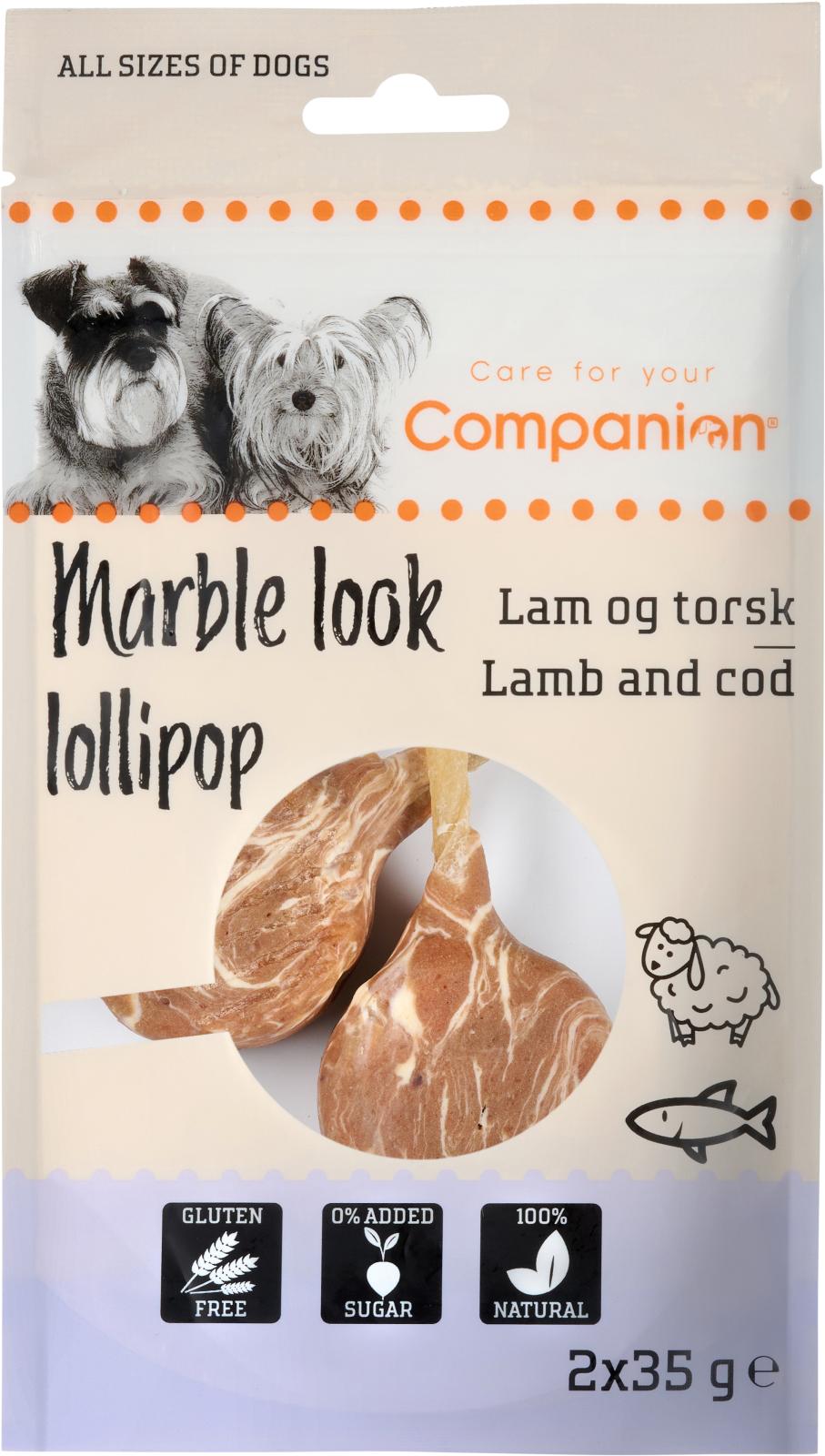Companion Marble look lollipop, lamm och torsk