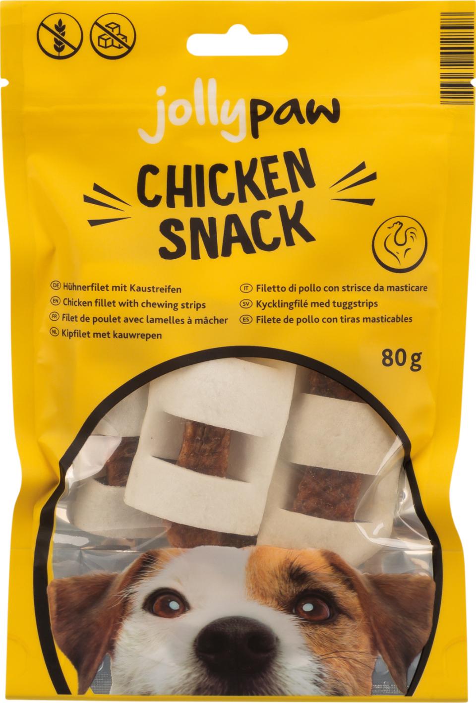 Jolly Paw Chicken Snack, with rawhide