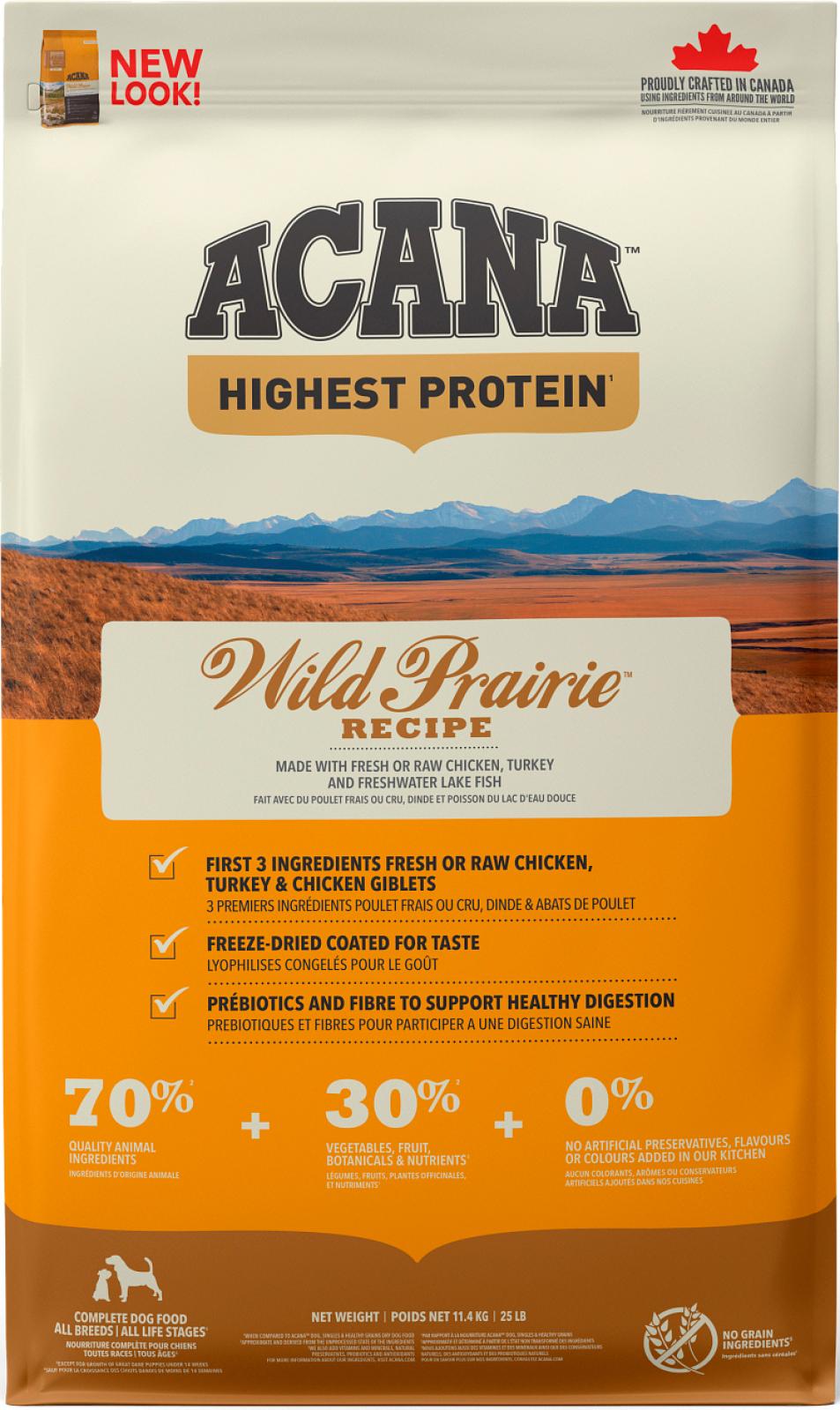 ACANA Highest Protein Dog Wild Prairie (kylling, kalkun og fisk)