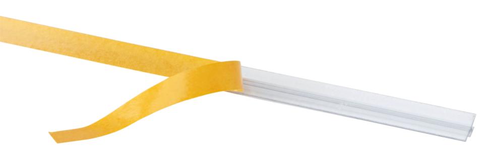 Self-adhesive profile for shelf dividers