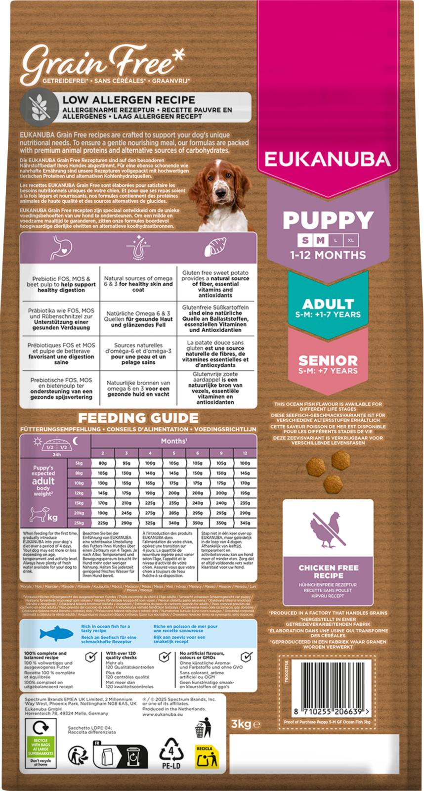 EUKANUBA Puppy & Junior Small/Medium Grainfree havfisk