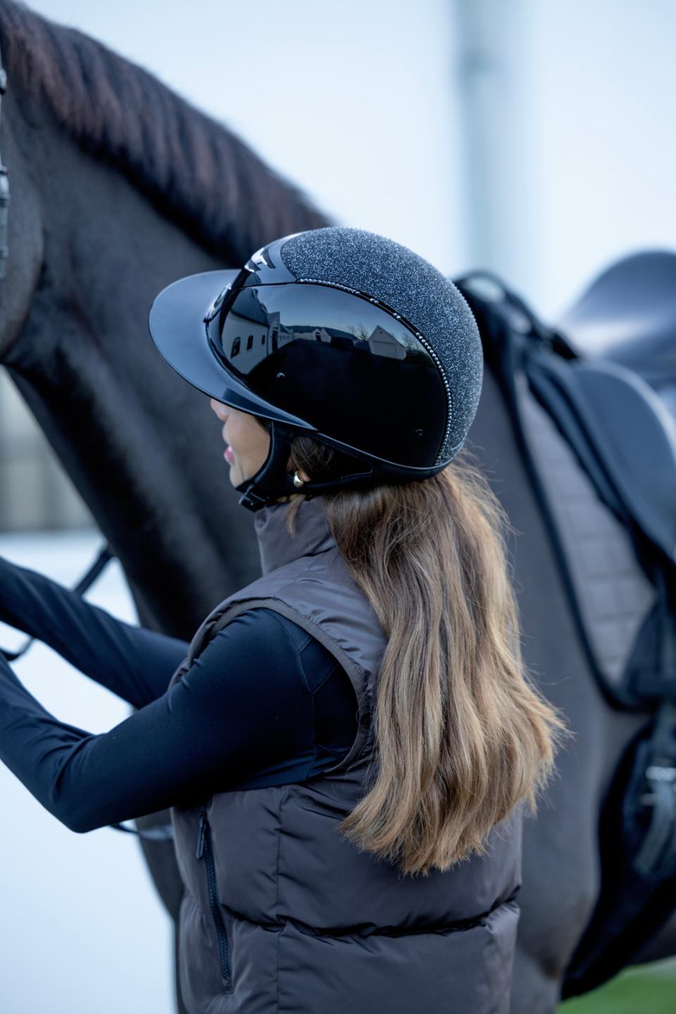 One K Avancé ridehjelm - glitter topp, swarowski pipe