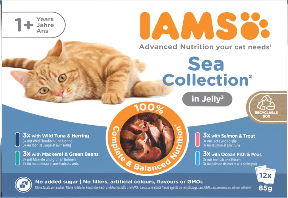 IAMS CAT Adult Sea collection fisk i gele - menuboks