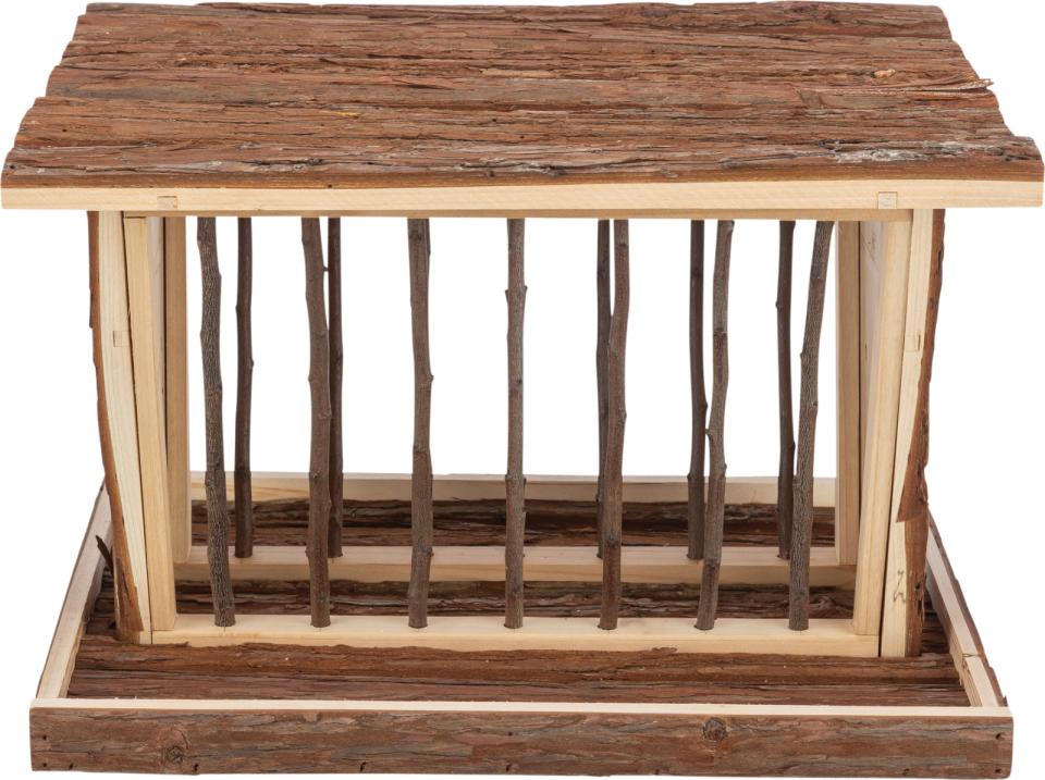 Hay manger with floor & roof, bark wood