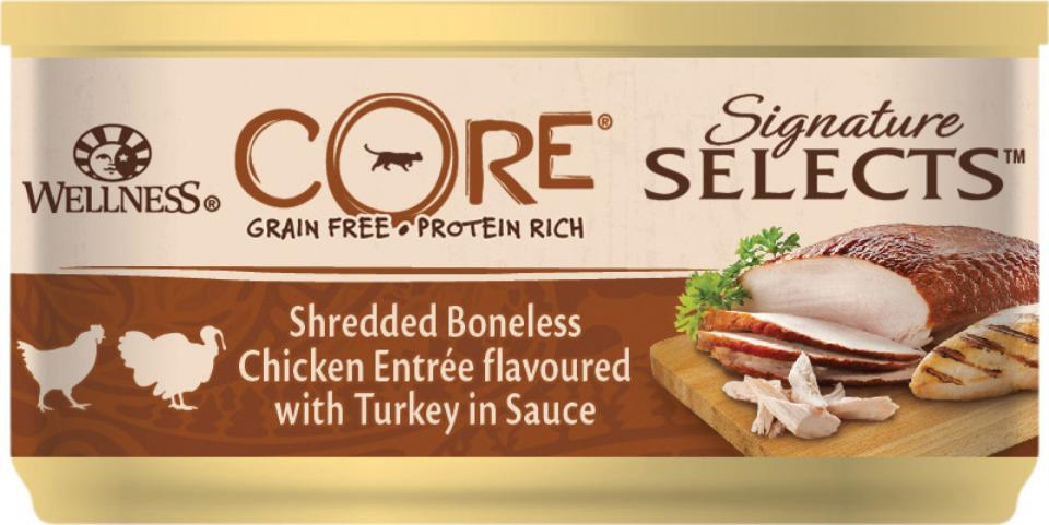CORE Sig.Selects Shredded Boneless Chicken w/Turkey in Sauce