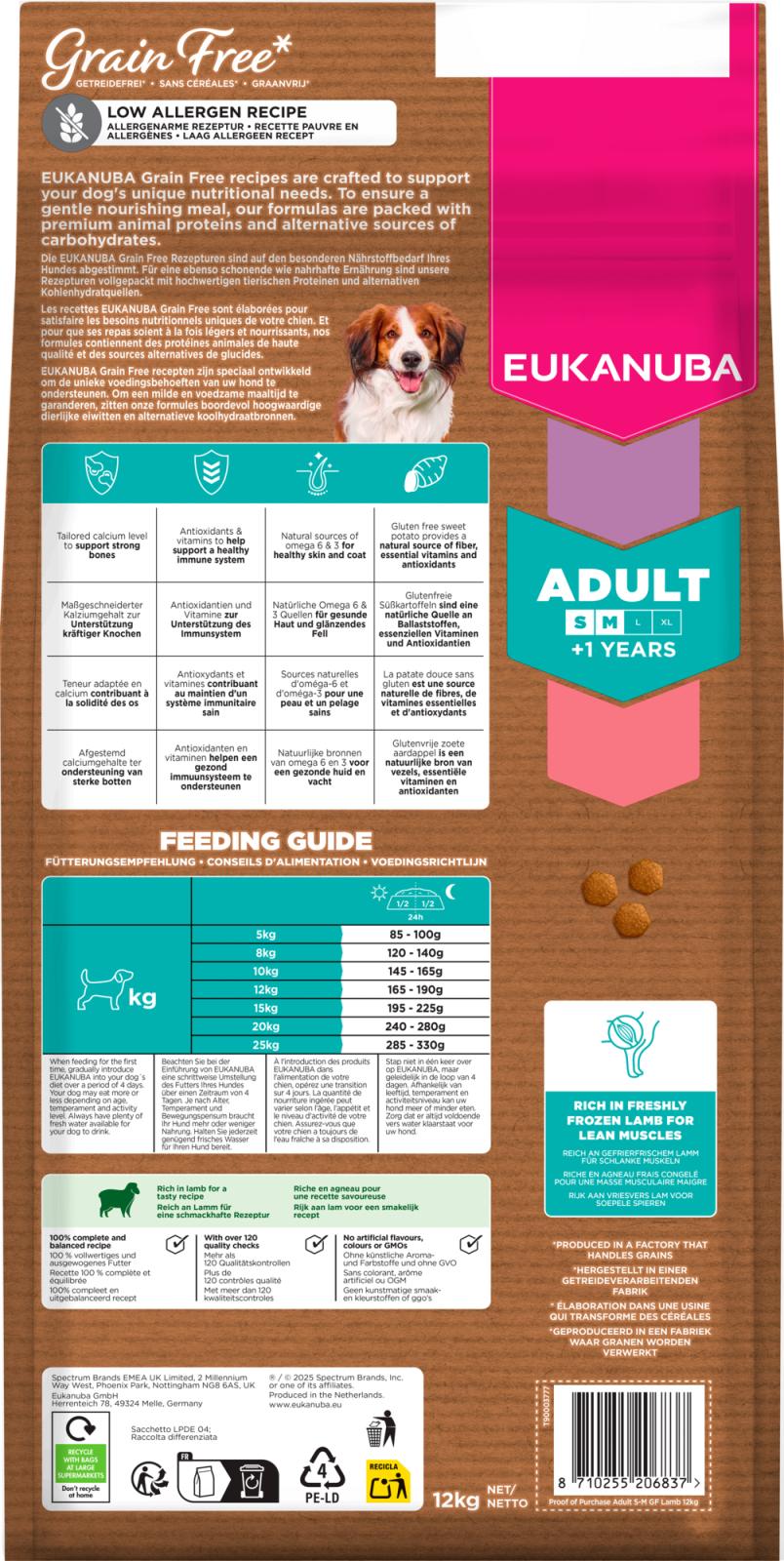 EUKANUBA Adult Small/Medium Grainfree Lamm