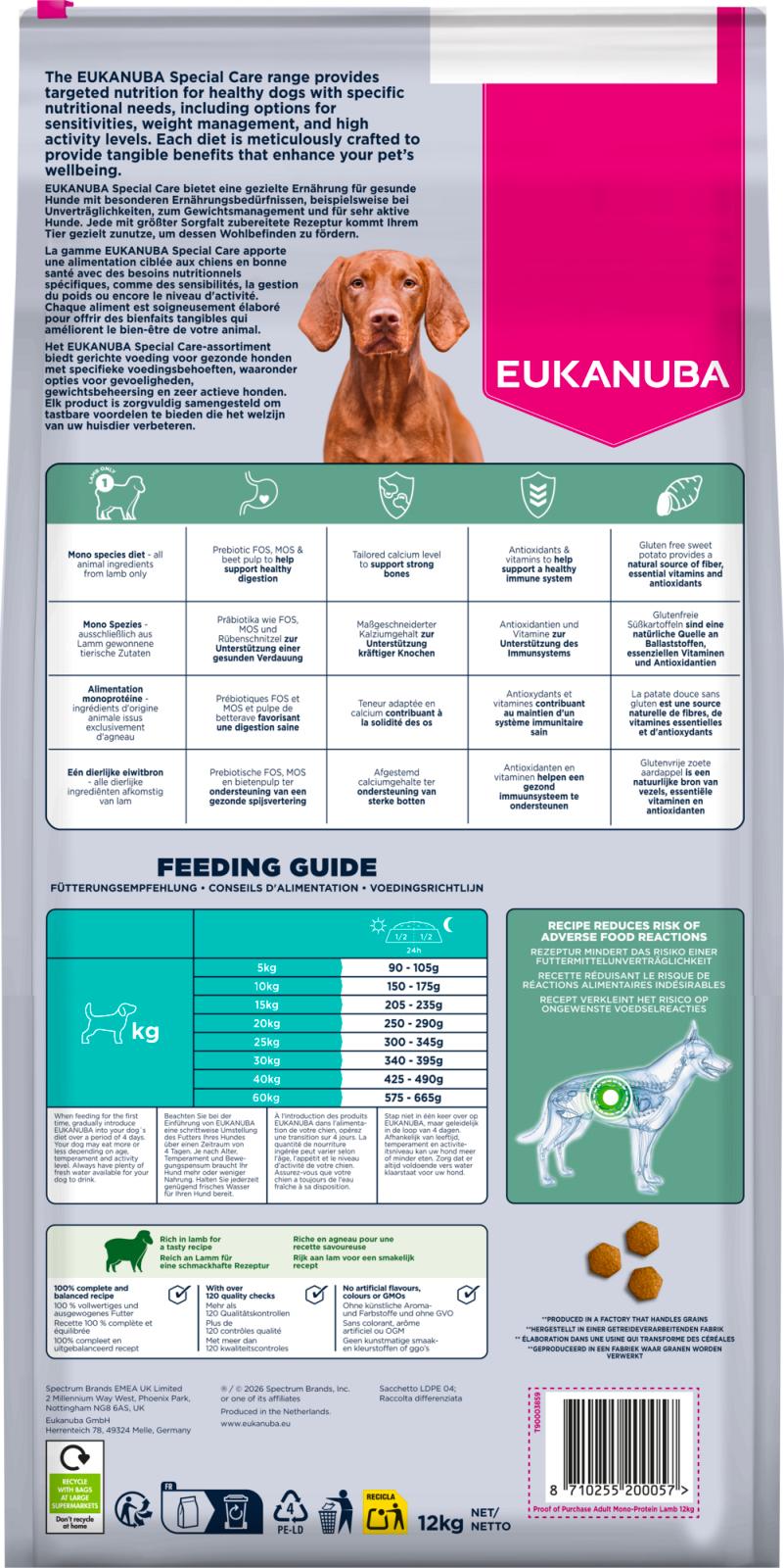 Eukanuba Special Care Adult All Breeds Mono-Protein Lamm