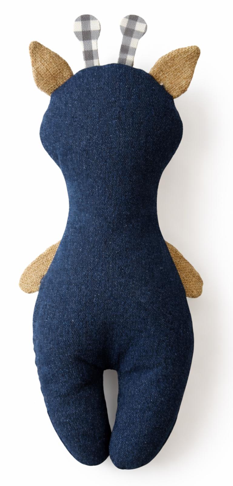 Companion hundleksak, patchwork i denim, giraff