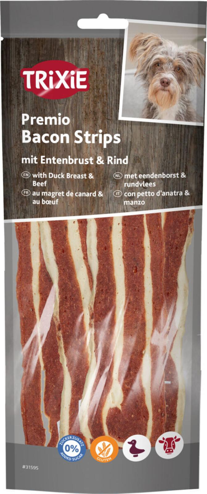 Trixie Bacon Strips med andebryst og oksekød