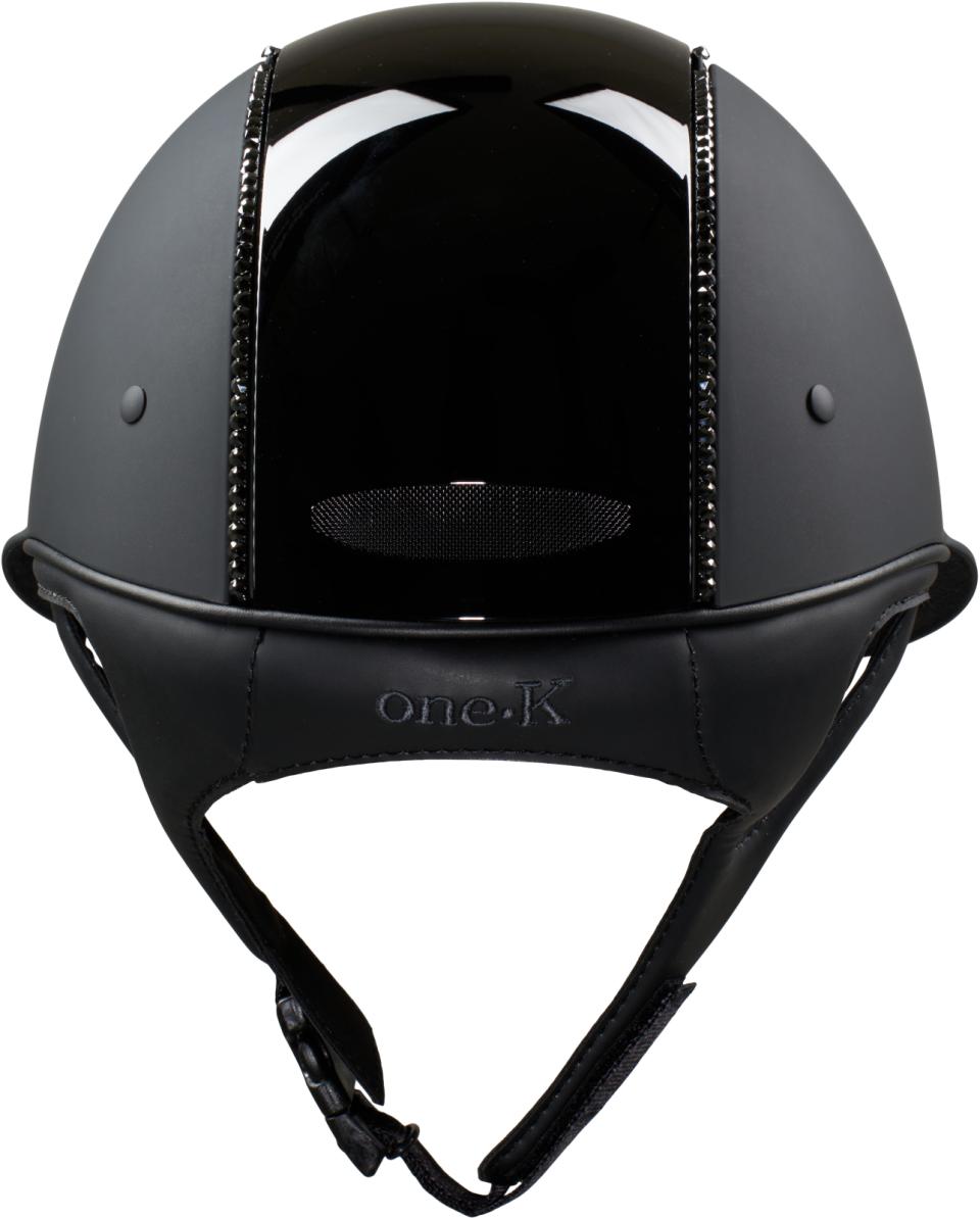 One K MIPS Avancé Lux ridehjelm - blank topp, svart swarovski pipe