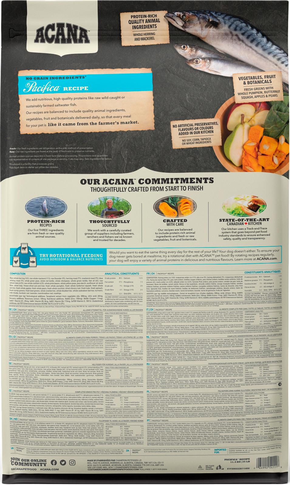 ACANA Highest Protein Dog Pacifica (makrel)