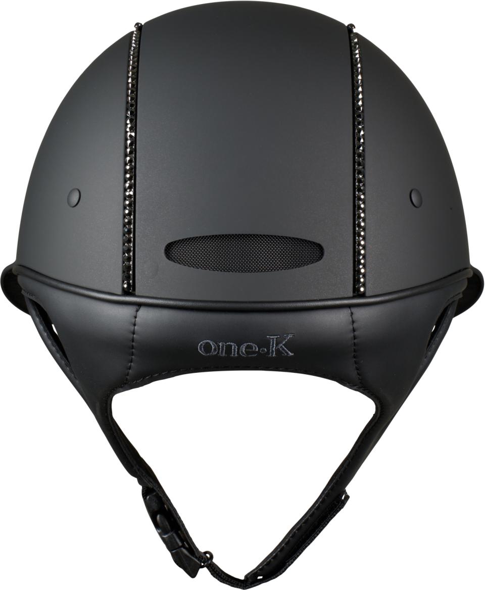 One K MIPS Avancé Lux ridehjelm - matt topp, svart swarovski pipe