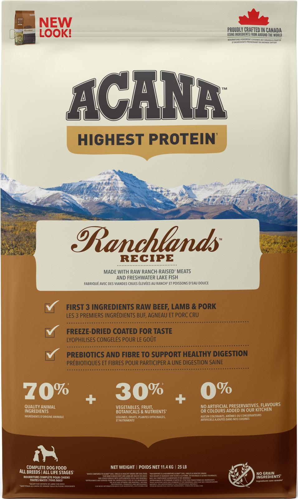 ACANA Highest Protein Dog Ranchlands (oksekød, lam og svinekød)