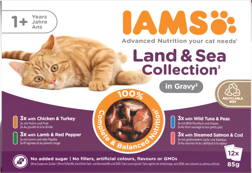 IAMS DELIGHT CAT Adult kød- og fiskesmag i sovs