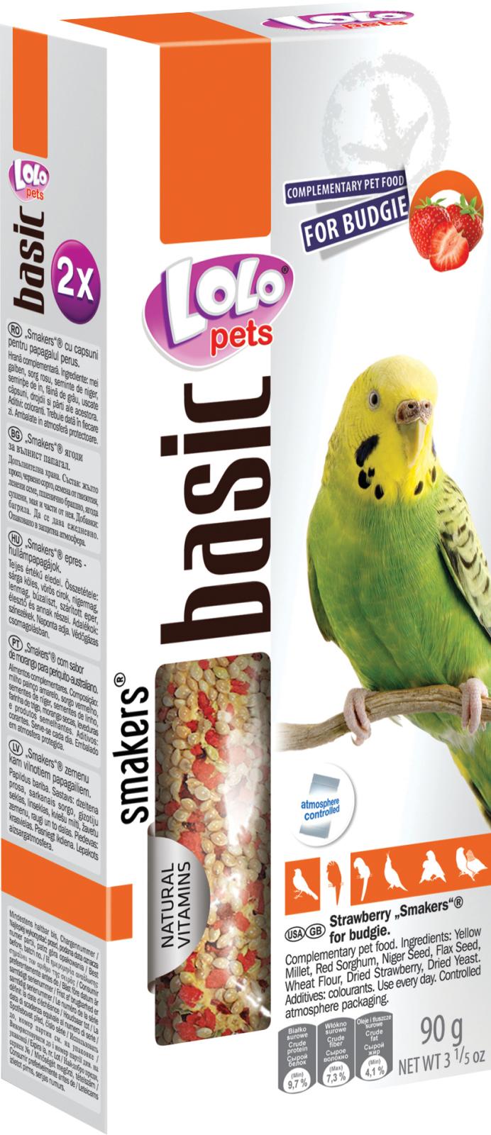 Samkers with strawberry, budgie