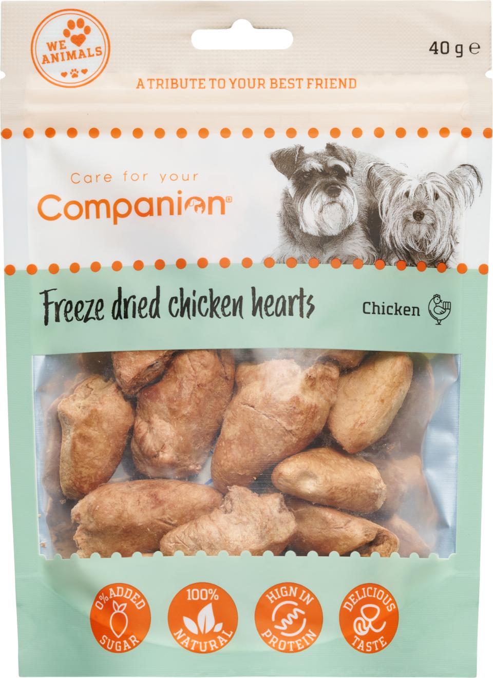 Companion Freeze dried chicken hearts, kyllingehjerte