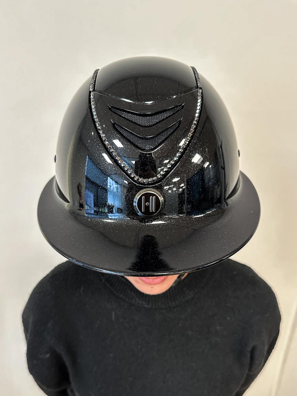 One K MIPS Avancé Lux ridehjelm - shimmer, svart swarovski pipe