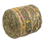 Hay roll with blossoms
